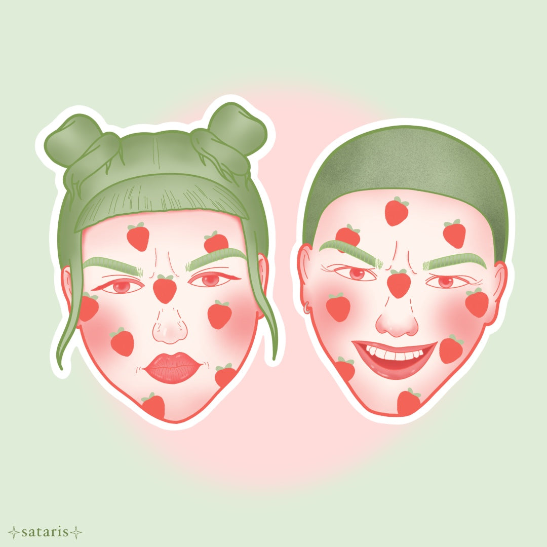 Strawberry face sticker