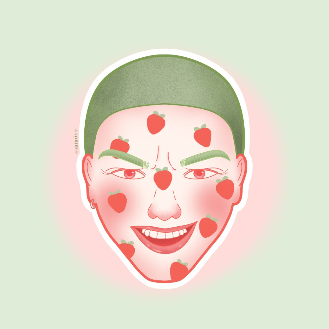 Strawberry face sticker