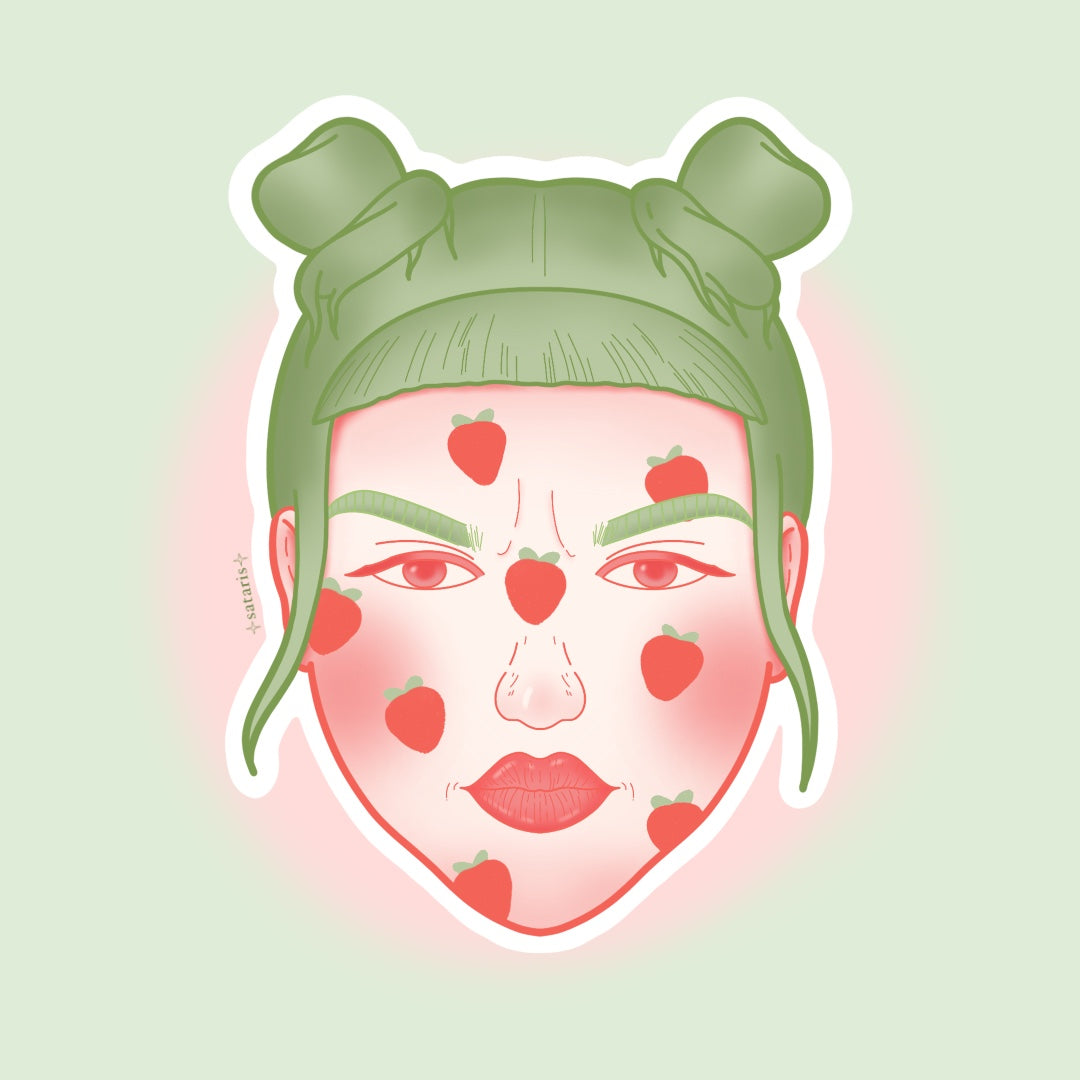 Strawberry face sticker